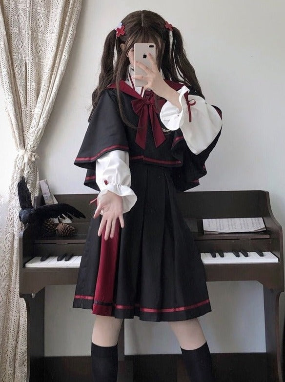 Hooded Coat + Candy Sleeve Shirt + a Line Skirt