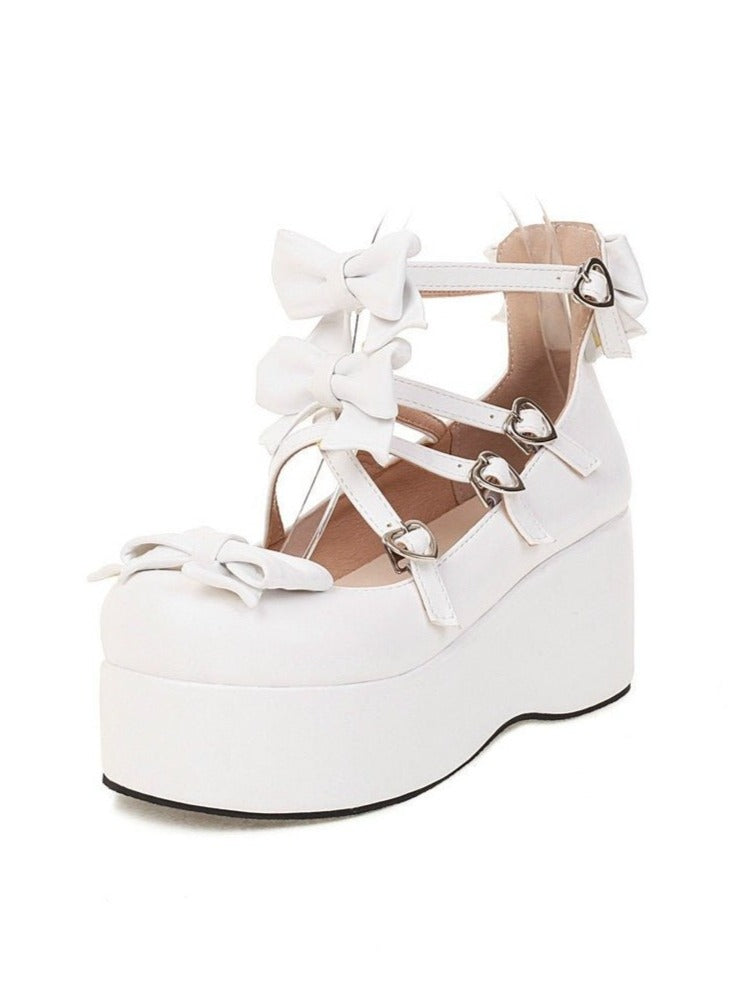 Cross Bow Strap Platform Shoes