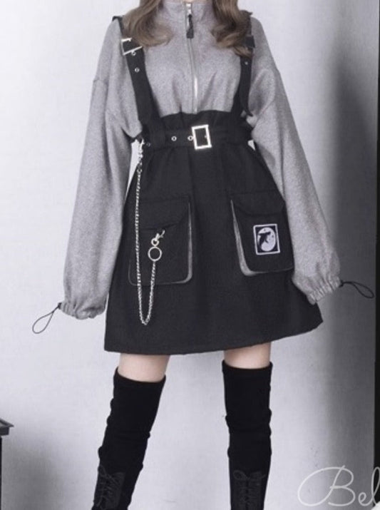 Jirai Two Tone Sweat Dress + Waist Belt