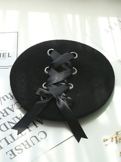 Lace-up Bow Beret