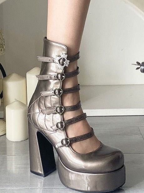 Cross Heart Strap Super Platform Boots
