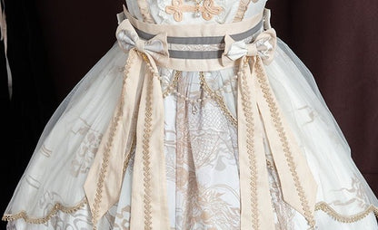 Cross Shoulder Waist Mark Ribbon Dress