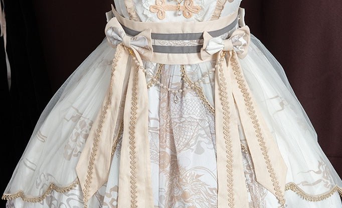Cross Shoulder Waist Mark Ribbon Dress