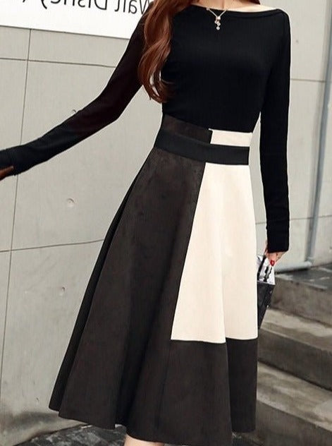 Slit Sleeve Tops + Bicolor Skirt Set
