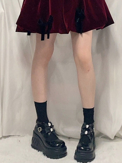Cross Bow Strap Wedge Sole Shoes