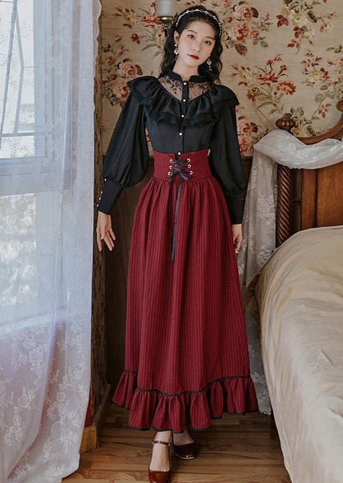 Ruffle Lace Shirt + Corset Ruffle Skirt