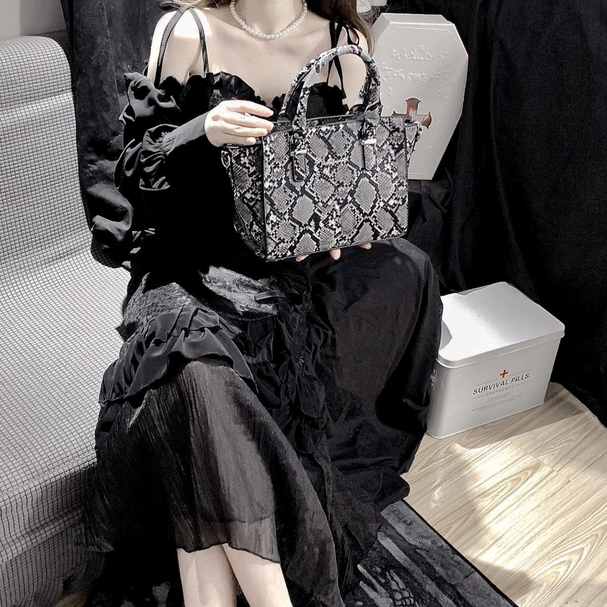 Python Leather Bag / Crocodile Leather Bag