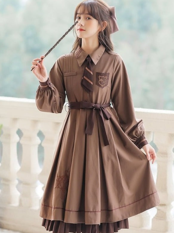 Cape Coat + Emblem Military Dress With Necktie