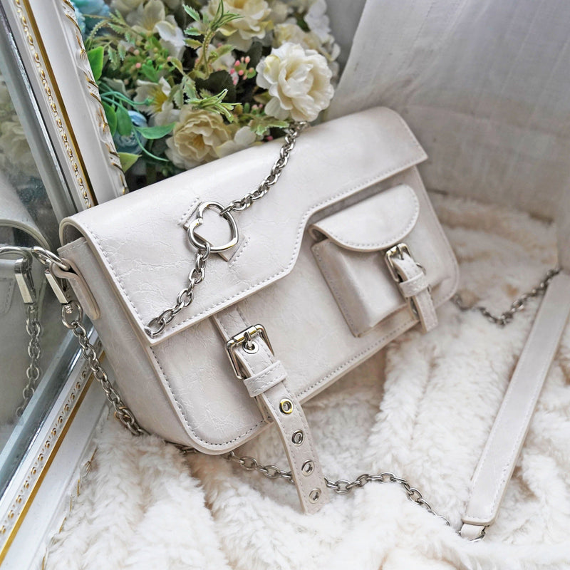 Clear Heart Case With Insert Pocket and Chain Strap Bag