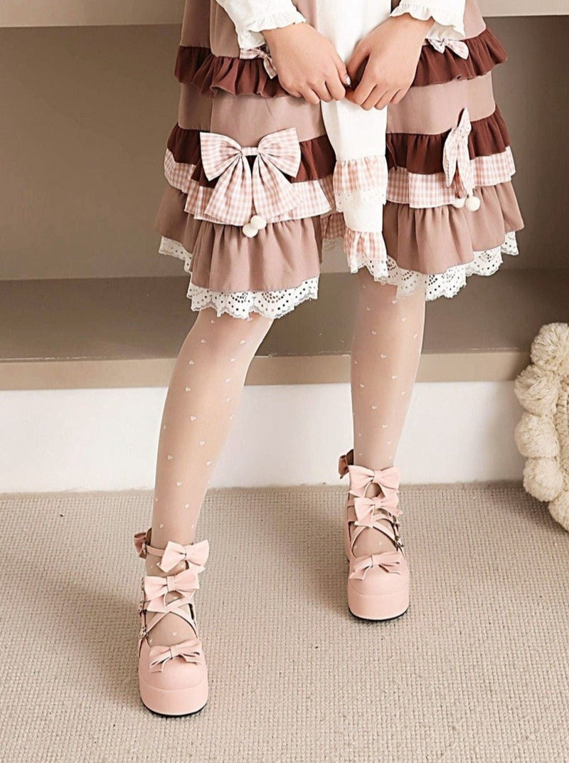 Cross Bow Strap Platform Shoes