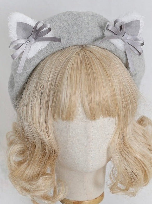 Cat Ears Bow Beret