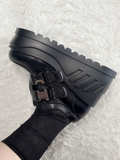 Ring Buckle Power Wedge Sole Shoes