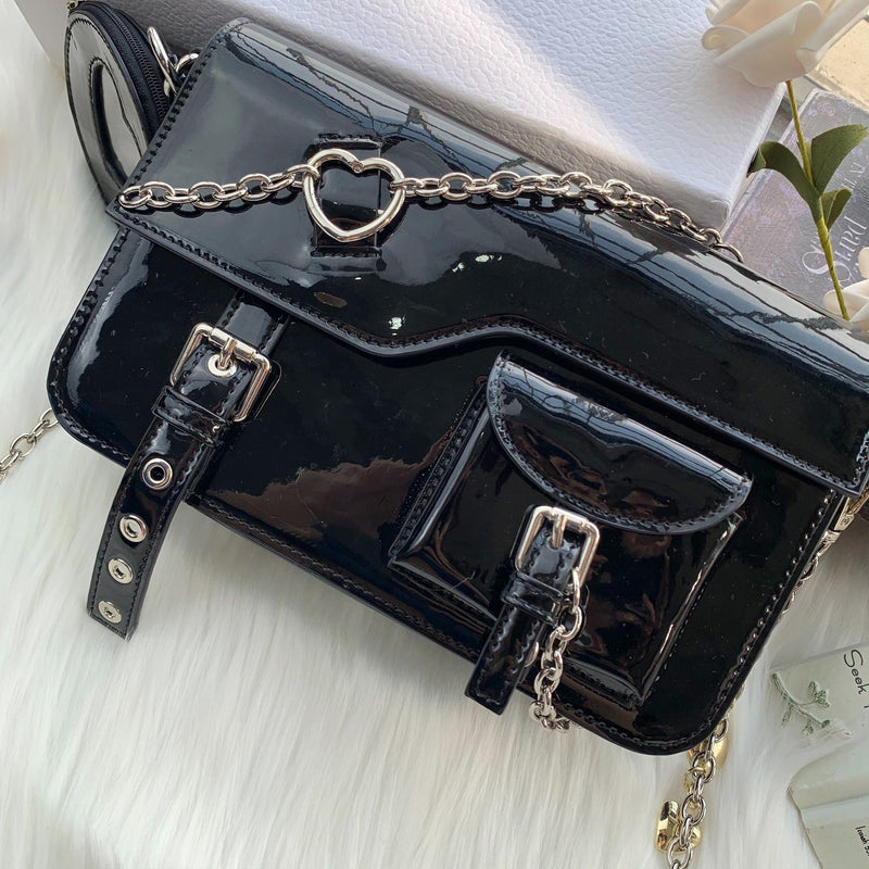 Clear Heart Case With Insert Pocket and Chain Strap Bag