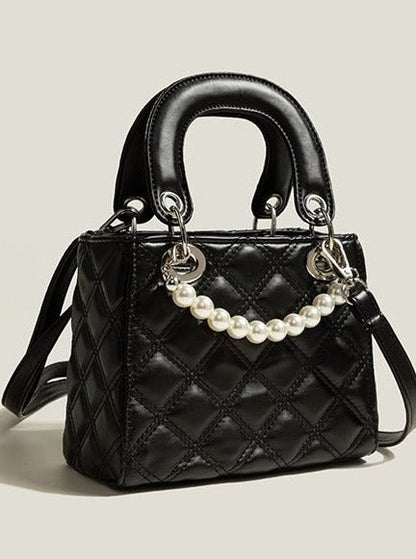 Pearl Strap Quilting Shoulder Bag