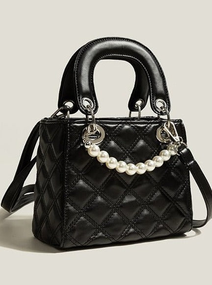 Pearl Strap Quilting Shoulder Bag
