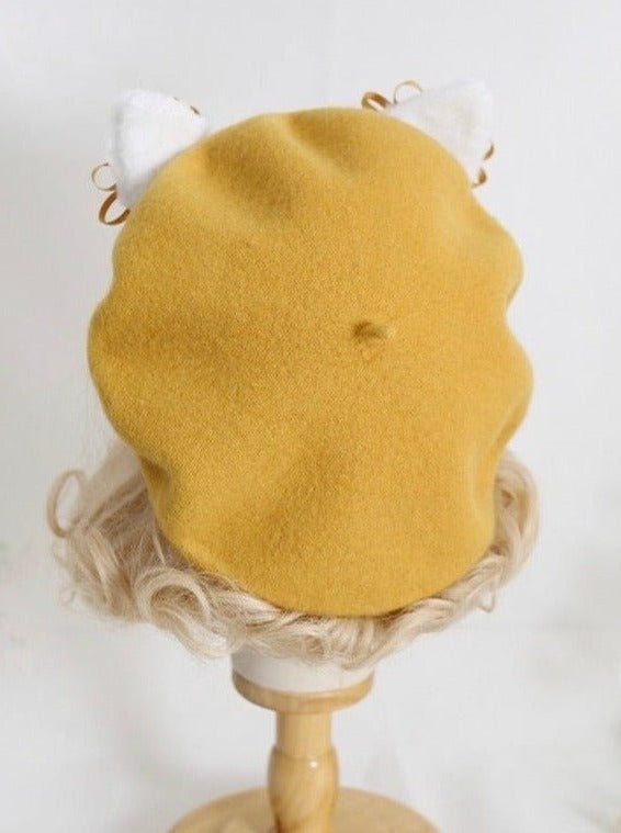 Cat Ears Bow Beret