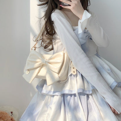 Heart Charm Bow Bag [short & Pearl Long Strap Included]