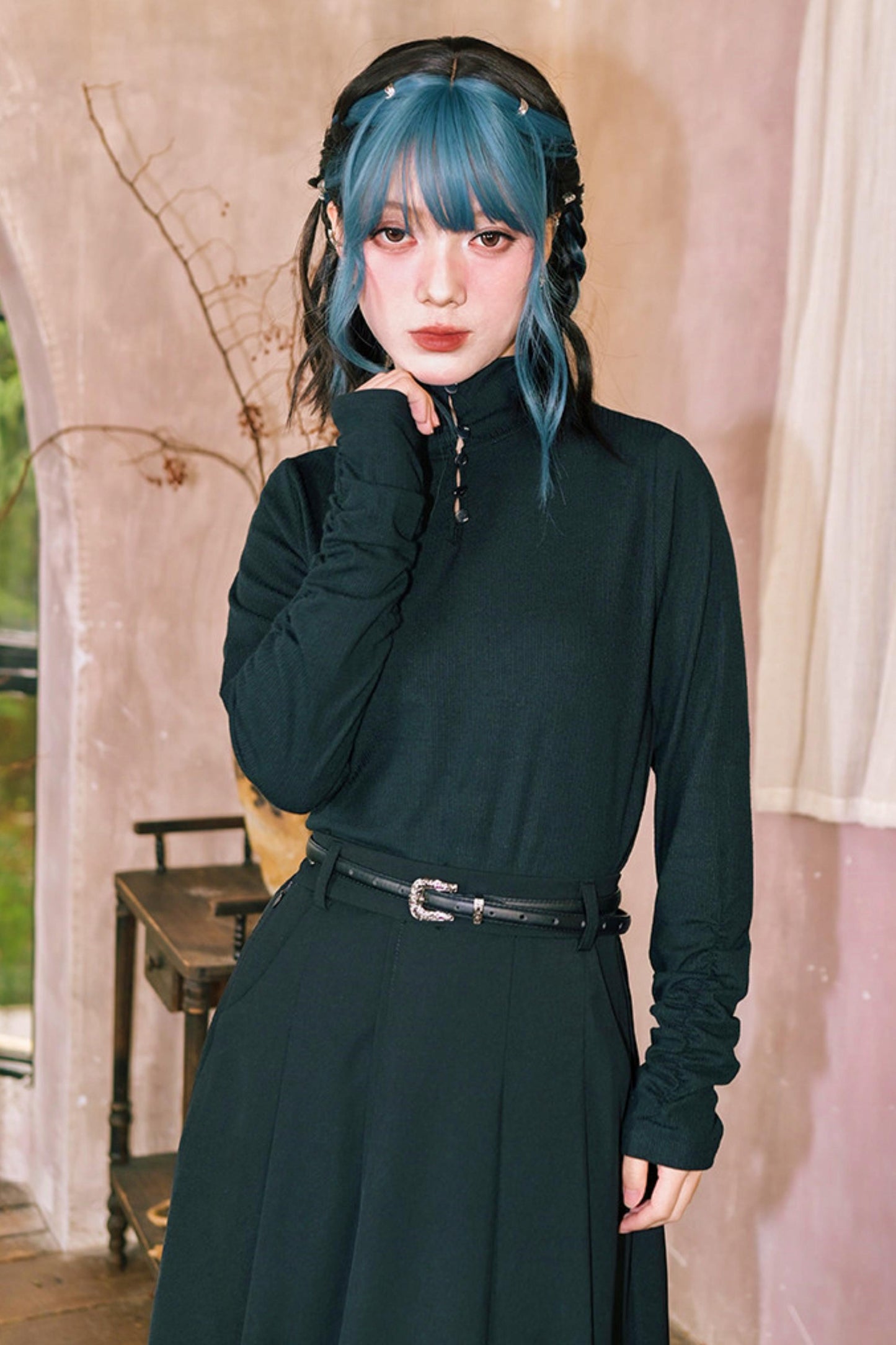 Double Structure Turtleneck Top
