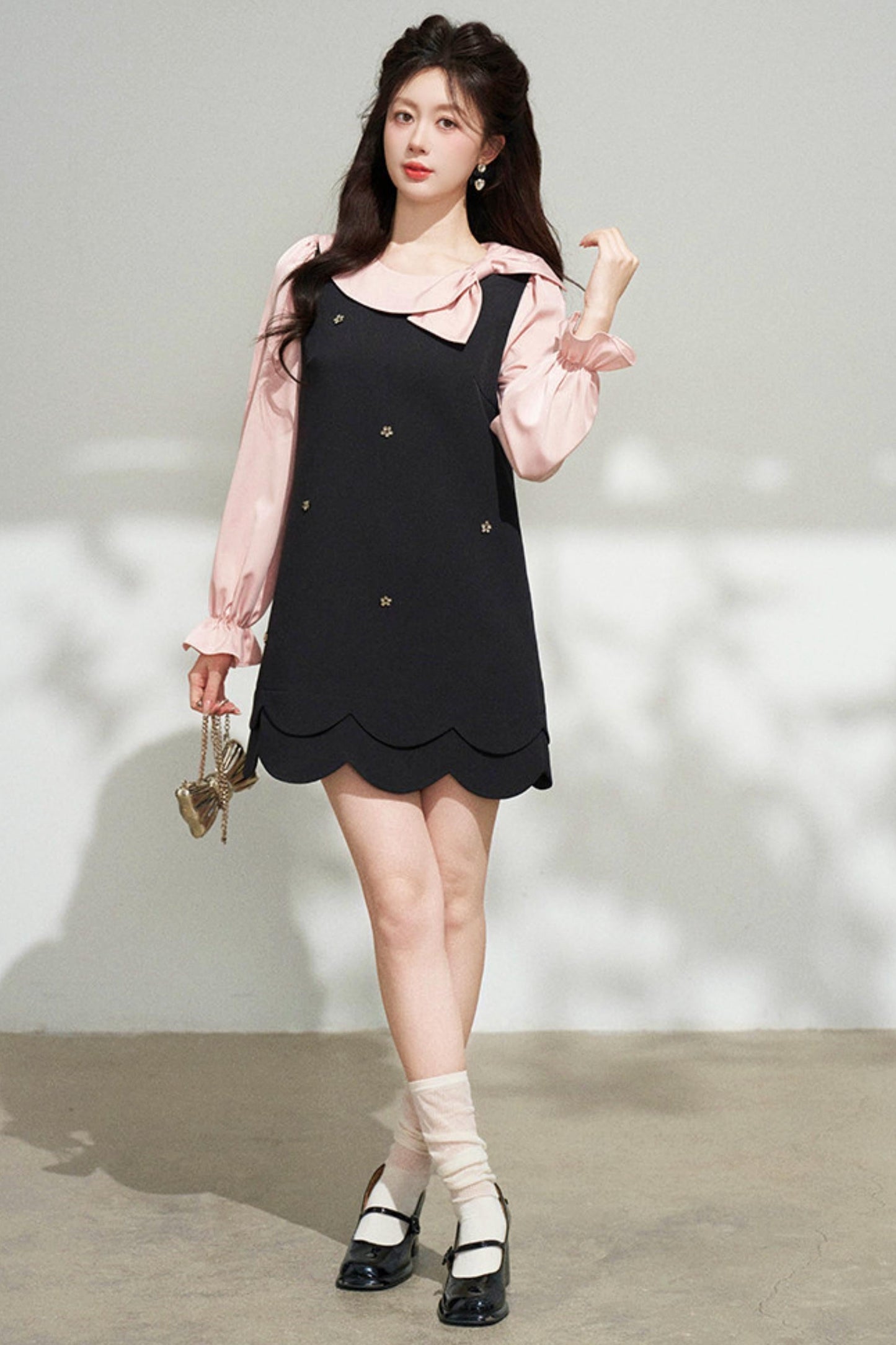 Black and Pink Patchwork Dress