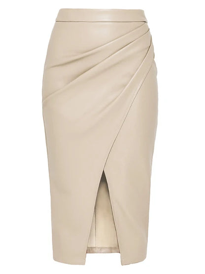 Leather Midi Skirt Black