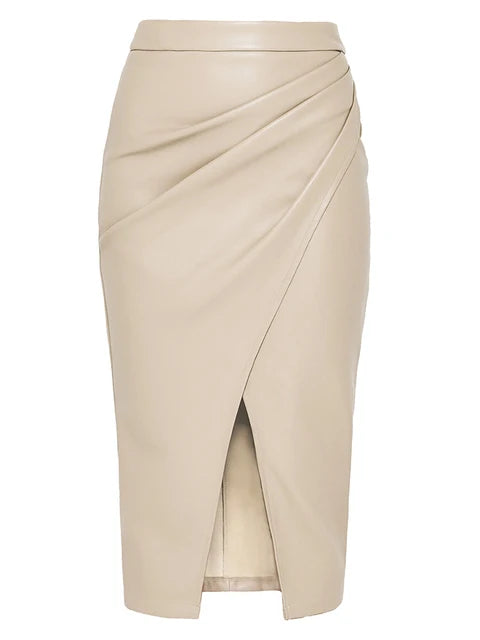 Leather Midi Skirt Black