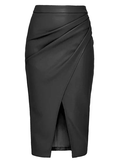 Leather Midi Skirt Black