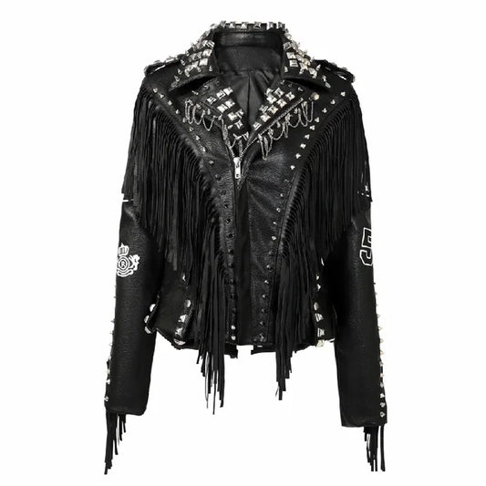 Rivets Leather Jacket