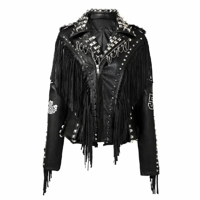 Rivets Leather Jacket