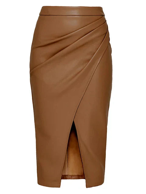 Leather Midi Skirt Black