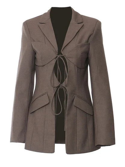 Hollow Out Blazer Brown