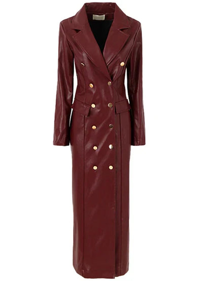 Extra Long Trench Coat Burgundy
