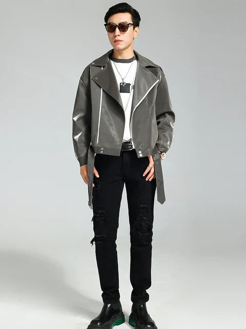 Shiny Leather Jacket Black