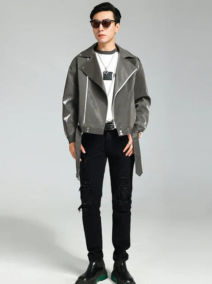 Shiny Leather Jacket Black